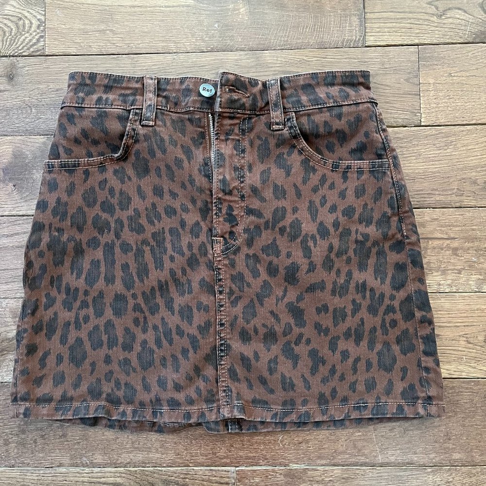 Reformation Jeans Leopard Mini Skirt Cher 25 denim S